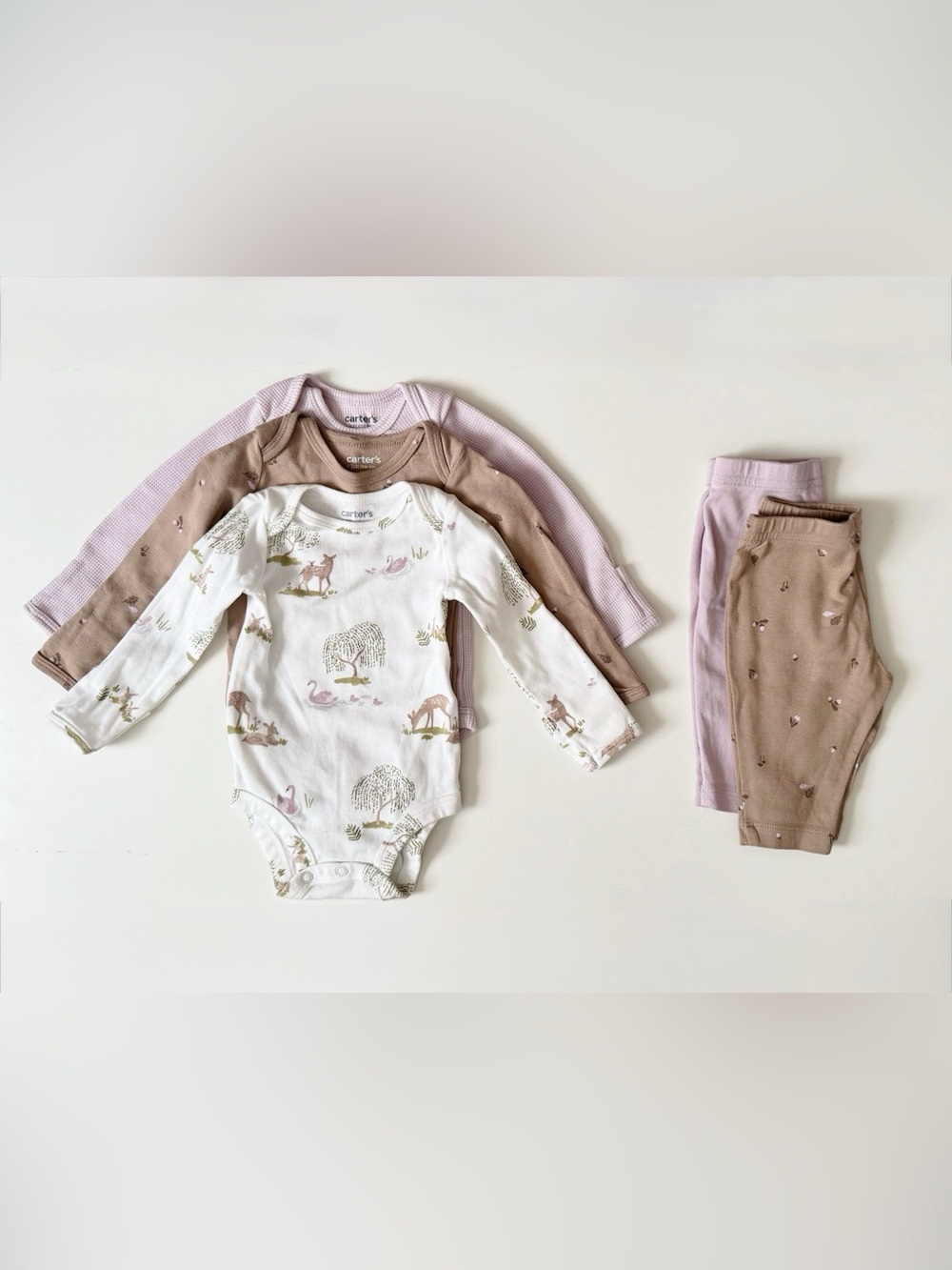 0-3 month autumn forest girl bundle • long sleeve onesie & legging pant set